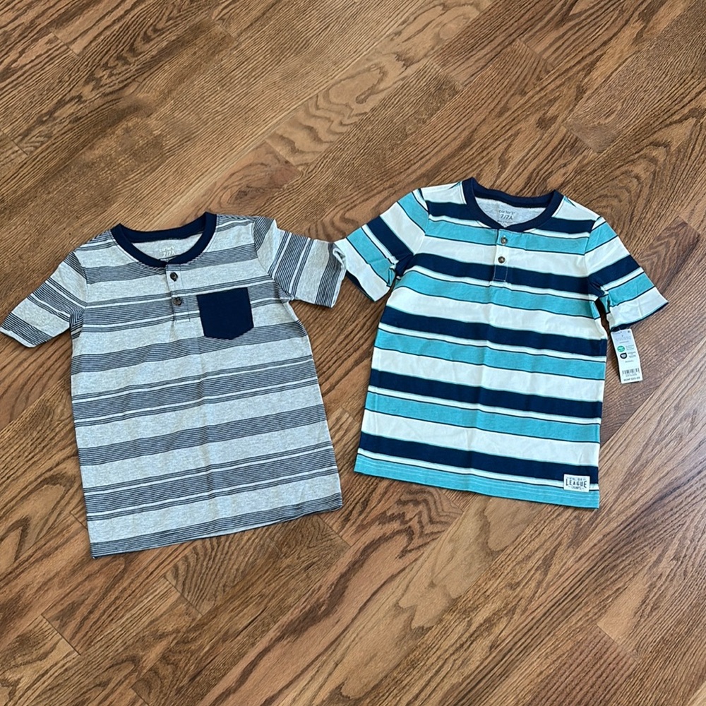 Carters Striped Short Sleeve Henley Shirts